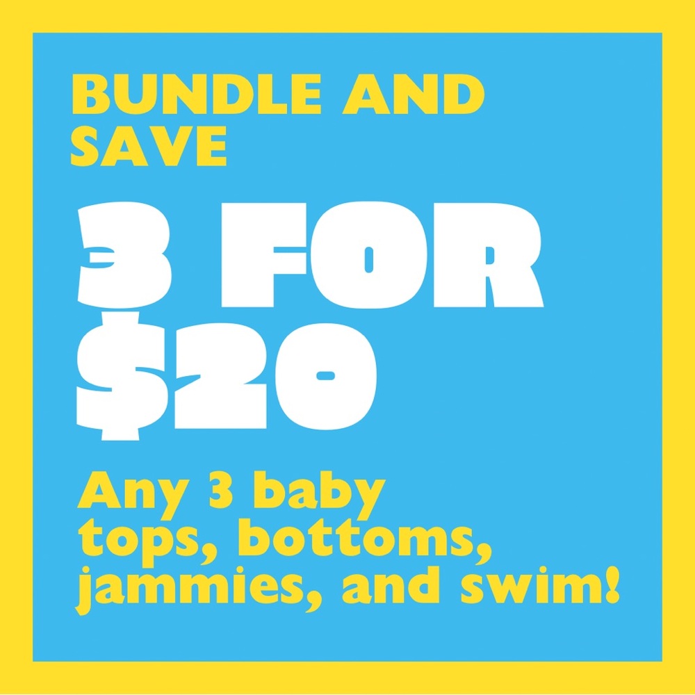 3 for $20 Baby Swim, Tops, Bottoms, and Pajamas